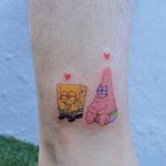Tattoo by Log Tattoo #LogTattoo #cutetattoos #cute #spongebobsquarepants #spongebob #PatrickStar #starfish #sponge #heart #love #friends #tvshow #funny #cartoonnetwork