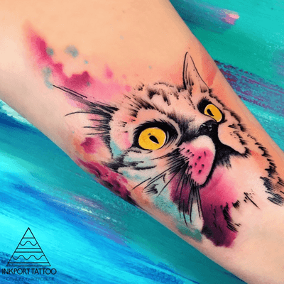 Watercolor cat art by inkport tattoo - @inkporttattoo #Москва #moscowtattoo #moscowtattoos #cat #москватату #tattooartist #акварельтату #moscow #watercolor #russia #usa #super #tattoomoscow #tattoo #россия #татуировка #watercolortattoo inkporttattoo #inkporttattoo #россии #татуировкивмоскве #msk #татумастер #dotworktattoo #тату #watercolortattoos #abstract #abstracttattoo #europe #мск moscow watercolortattoo USA Europe