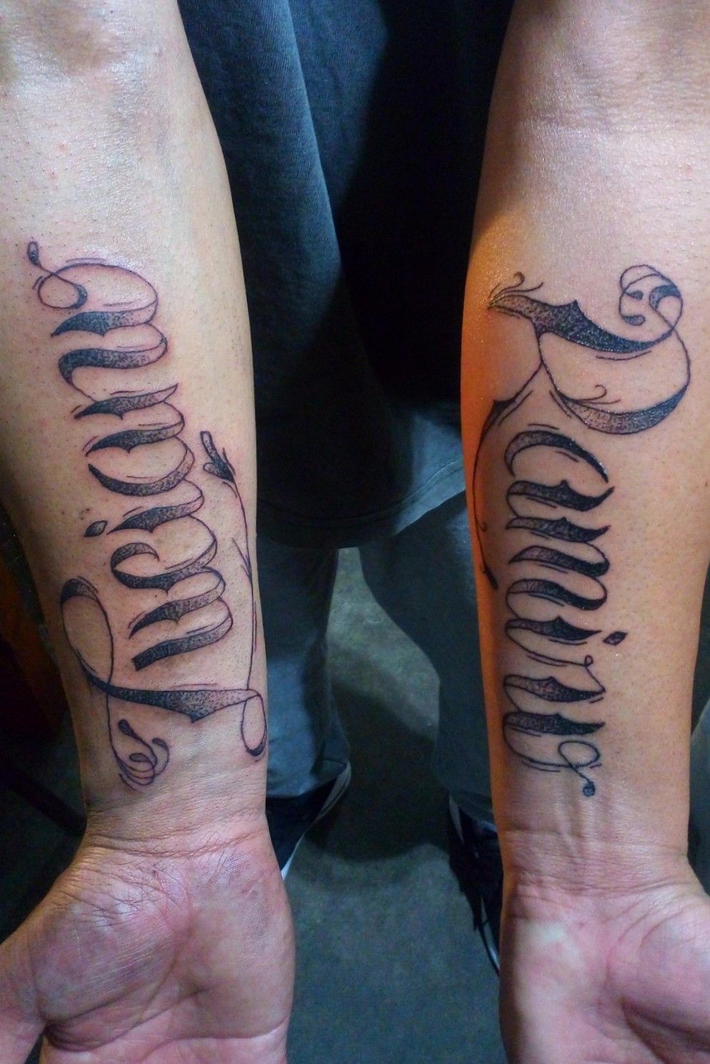Tattoo uploaded by Cristian Fuego • Handmade lettering names. • • • • • •  •#handmadelettering #handmadefont #nametattoo #armtattoos #tattooofday •  Tattoodo