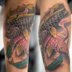 4 Koi's that symbolize the client and his family. 