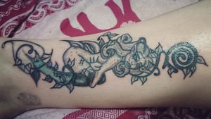 Mermaid leg tattoo, personal design work. In progress. 