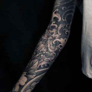 Tattoo by Fibs #Fibs #ElFibs #Japanese #illustrative #darkart # dead # skull # waves #naturaleza