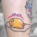 Tattoo by Mia Misshake #MiaMisshake #gudetamatattoos #gudetama #sanrio #egg #sad #lazy #foodtattoo