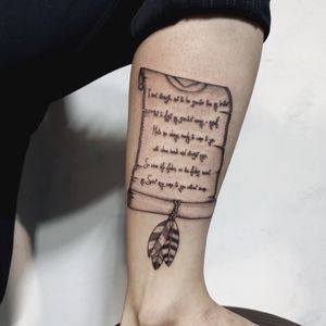 Indian Scroll Lettering Leg TattooTattoo by Bluewhaleink Artist @_park_tae_Instagram@_park_tae_