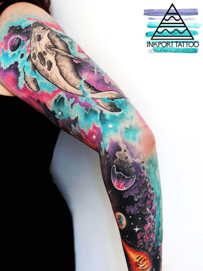 Watercolor whale space art by inkport tattoo - @inkporttattoo #Москва #moscowtattoo #space #москватату #tattooartist #акварельтату #moscow #watercolor #russia #usa #tattoomoscow #tattoo #россия #татуировка #watercolortattoo inkporttattoo #inkporttattoo #msk #татумастер #dotworktattoo #тату #watercolortattoos #abstract #abstracttattoo #europe moscow watercolortattoo USA Europe