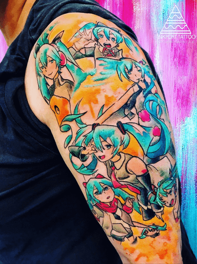 Watercolor hatsune miku japan art by inkport tattoo - @inkporttattoo #Москва #moscowtattoo #anime #москватату #tattooartist #акварельтату #moscow #watercolor #russia #usa #tattoomoscow #tattoo #россия #татуировка #watercolortattoo inkporttattoo #inkporttattoo #msk #татумастер #dotworktattoo #тату #watercolortattoos #abstract #abstracttattoo #europe moscow watercolortattoo USA Europe