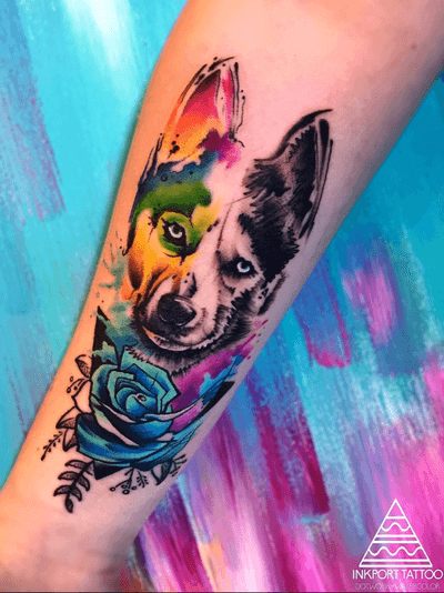 Watercolor dog art by inkport tattoo - @inkporttattoo #Москва #moscowtattoo #dog #москватату #tattooartist #акварельтату #moscow #watercolor #russia #usa #tattoomoscow #tattoo #россия #татуировка #watercolortattoo inkporttattoo #inkporttattoo #msk #татумастер #dotworktattoo #тату #watercolortattoos #abstract #abstracttattoo #europe moscow watercolortattoo USA Europe