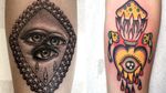 Tattoo on the left by Alex Garcia and tattoo on the right by Julian Bast #AlexGarcia #JulianBast #eyetattoos #eye