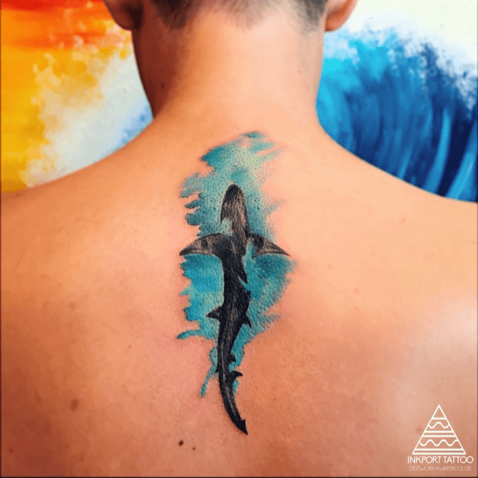 Realistic Shark under Blue Water Tattoo by Rafael Marte  Tattoos