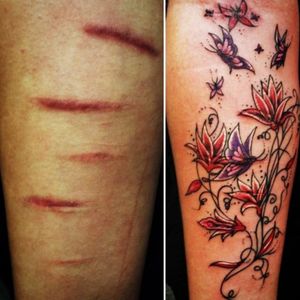 Covering self harm scars which I've been doing for 26 years #covering #scarscoverup #scars #tattoooverscars