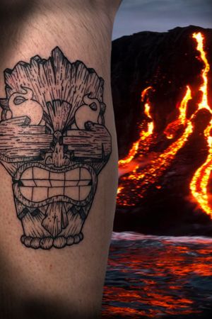 Start of a see no hear no speak no tiki leg sleeve