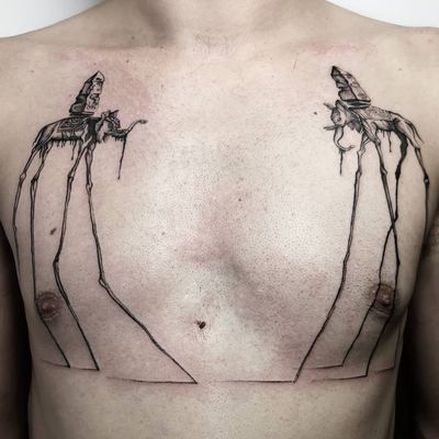 Tattoo by Nicolas Agus #NicolasAgus #SalvadorDalitattoos #Dalitattoos #Dali #salvadordali #surrealism #surreal #painter #fineart #elephant #animal #monolith