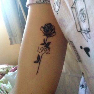 #1992 #flower #rose #flowertattoo #arm #leaves #year 