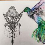Dessin de colibri et orchidée 