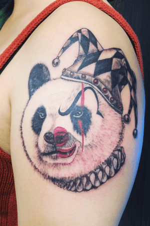 ICP (Insane Clown Panda) tattoo, custom made for the lovely Vera who requested a panda joker. 