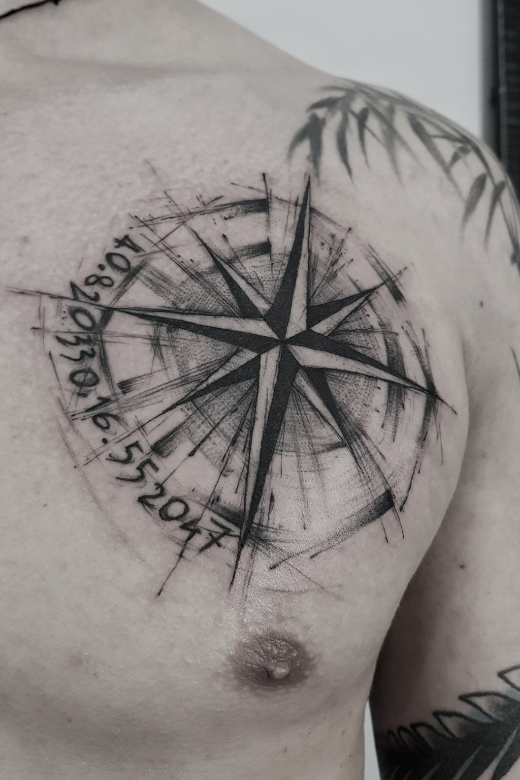 Blackwork Compass Tattoo Design