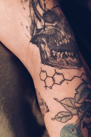 C21H30O2#tetrahydrocannabinol #tattoo #tattooart #weedtattoo #chemistry #chemical #chemistrytype #tattoolover #lines #linestattoo 