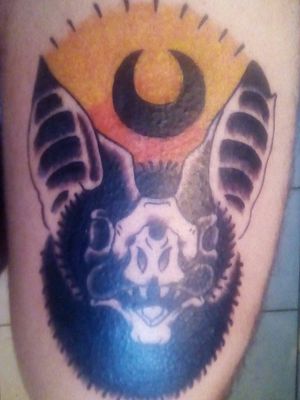 Bat traditonal , self tattoo