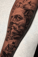 #blackandgrey#inked#greekmythology#sleevetattoo#claytattoos#tattoos 
