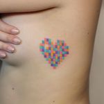 Tattoo by Yaroslav Putyata #YaroslavPutyata #hearttattoos #heart #love #heartbreak #pixel #cute #little #small #color #newschool