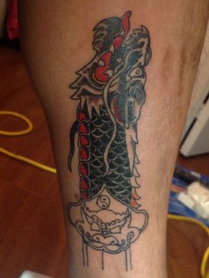 Here is one I started on my own leg last summer, of a dragon dagger. First time using colour. 