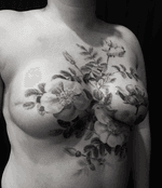 Tattoo by David Allen #breastcancer #cancersurvivor #doublemastectomy #blackworkerssubmission #davidallen