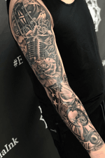 #sleeve #musicsleeve #blackandgrey #tattoos #kevinibanez 