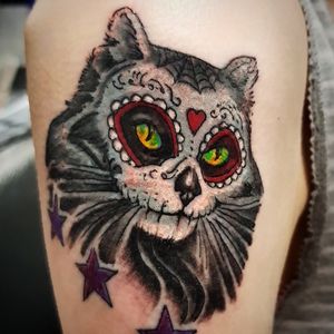 Day of the dead cat #cattattoo #cattattoos #dayofthedeadtattoo #dayofthedead 