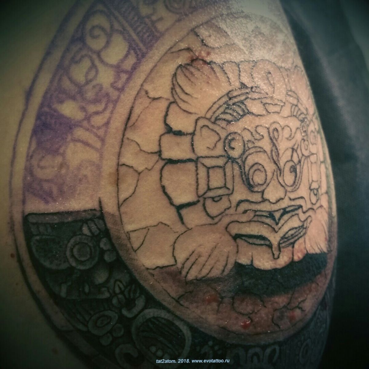 Tattoo uploaded by Вадим • Начало над тату в стиле Майа. Пигменты от ...