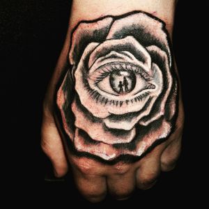 Traditional rose tattoo by Sean at www.adventuretattoos.com #traditionaltattoos #traditionaltattoo #traditional #oldschooltattoos #oldschooltattoo #oldschool #oldskooltattoomen #oldskooltattoos #oldskool #rose #rosewitheye #roseonhand #rosetattoo