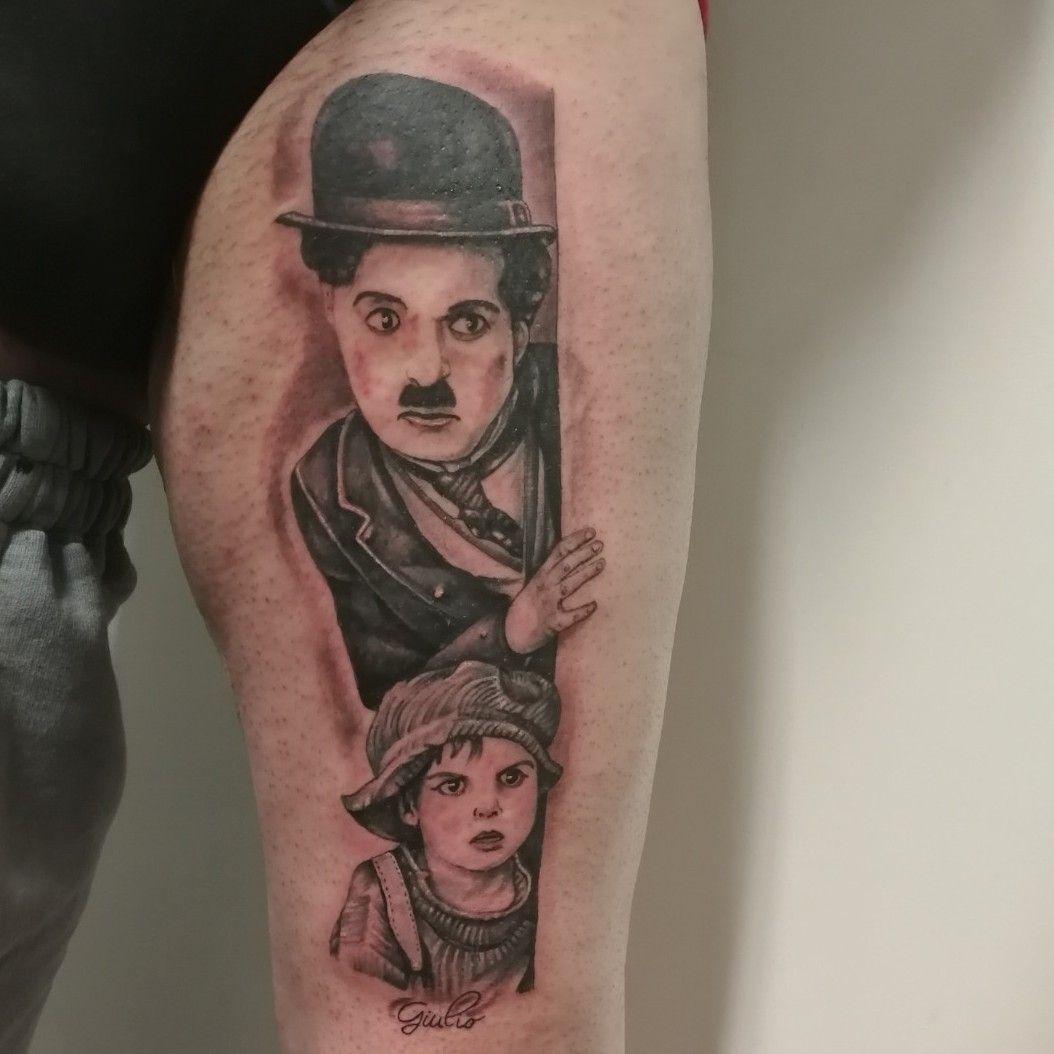 Charlie Chaplin portrait tattoo
