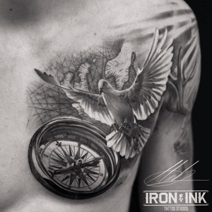 #dove # compass #map #scandinavia #realistic #realism #blackngrey #greywash #bng #tattoo #tat #ta2 #tatted @tattoodo 
