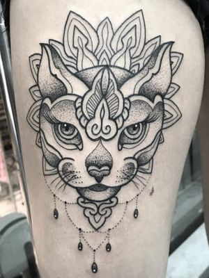 Egyptian Cat in Dotwork by Emanuel