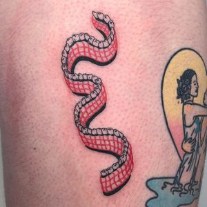 Tattoo by Dane Nicklas #DaneNicklas #strange #surreal #different #unique #snake #teeth #warped #cyberpunk