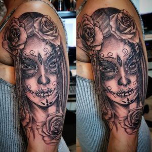 Catrina face half sleeve tattooMy wprk