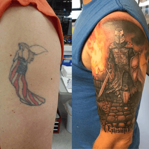 Before and after of the crusader cover up 