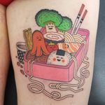 Tattoo by Rion #Rion #besttattoos #best #color #vintage #bentobox #bento #sushi #onigiri #noodle #food #foodtattoo #meat #broccolo #ramen #cute #funny #nori