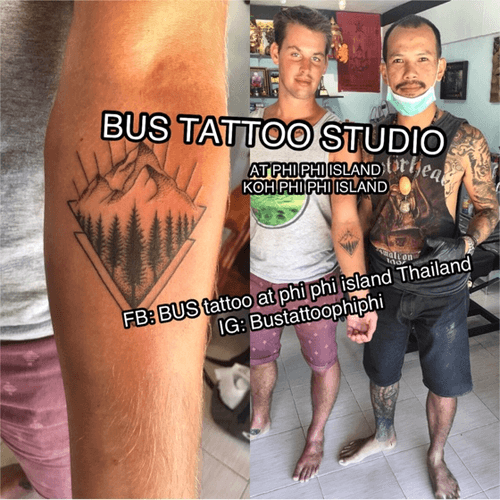 #mountain #tattooart #tattooartist #bambootattoothailand #traditional #tattooshop #at #Bustattoostudio #Bustattoophiphi #tattoophiphi #phiphiisland #thailand #tattoodo #tattooink #tattoo #phiphi #kohphiphi #thaibambooartis  #phiphitattoo #thailandtattoo  https://instagram.com/Bustattoophiphi http://phiphitravels.com/author/bustattoo/  https://www.youtube.com/results?search_query=bus+bamboo+tattoo+phi+phi+studio https://www.facebook.com/bustattoophiphibambootattoo/ Artist by Bus 🙏🏻🙏🏻🙏🏻🙏🏻🙏🏻thank you so much🙏🏻🙏🏻🙏🏻🙏🏻🙏🏻🙏🏻 Situated in the near koh phi phi police station , Bus tattoo is a small studio run by Mr.Bus, an experienced and talented tattooist who can perform his art both with bamboo stick and with electric tattoo gun. Cover ups, free hand designs, custom designs - any style can be realized at Bus tattoo studio. As in mostly any shop nowadays, needles are disposable and used only once at Bus tattoo studio