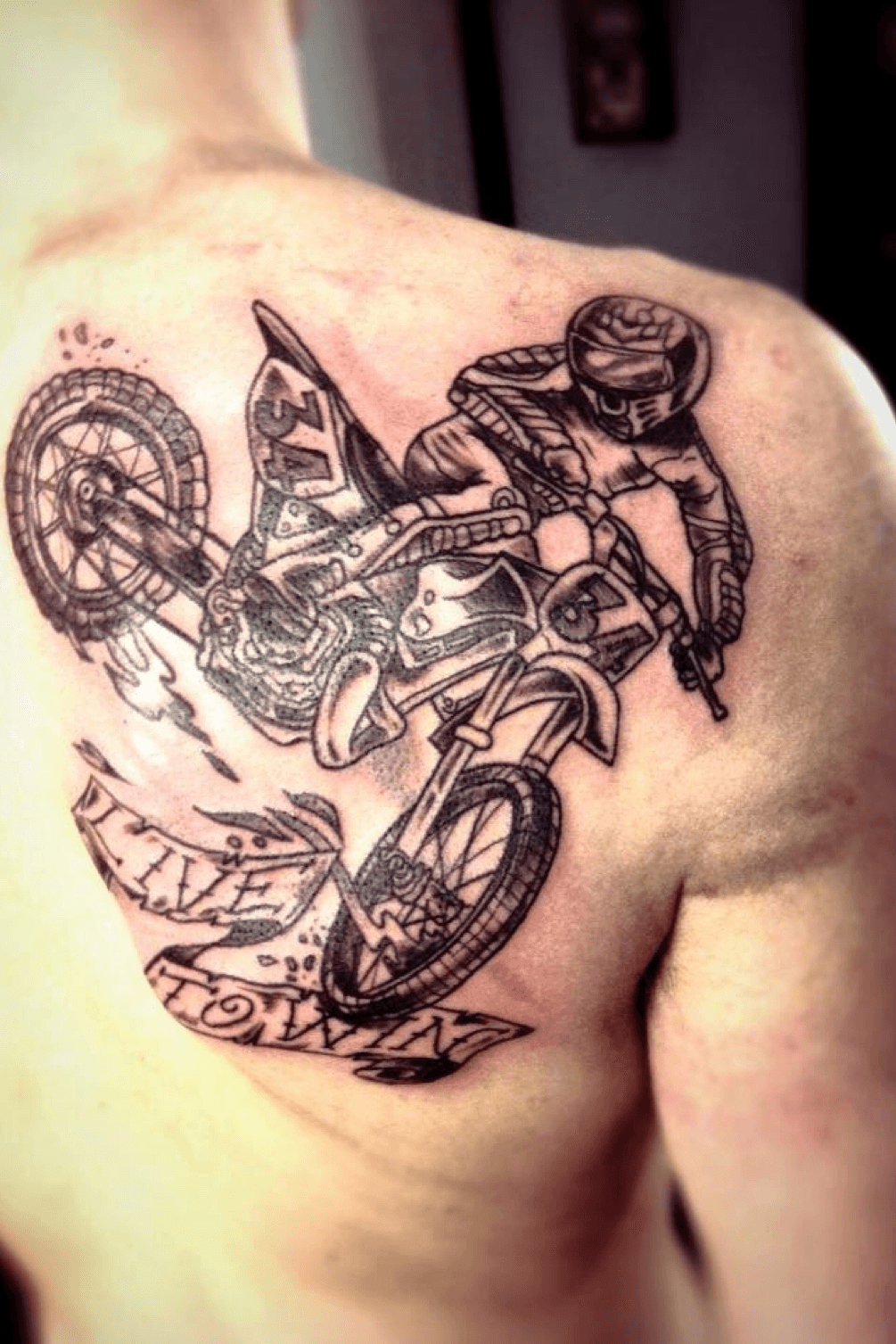Black and Grey Motocross Tattoo Idea  BlackInk