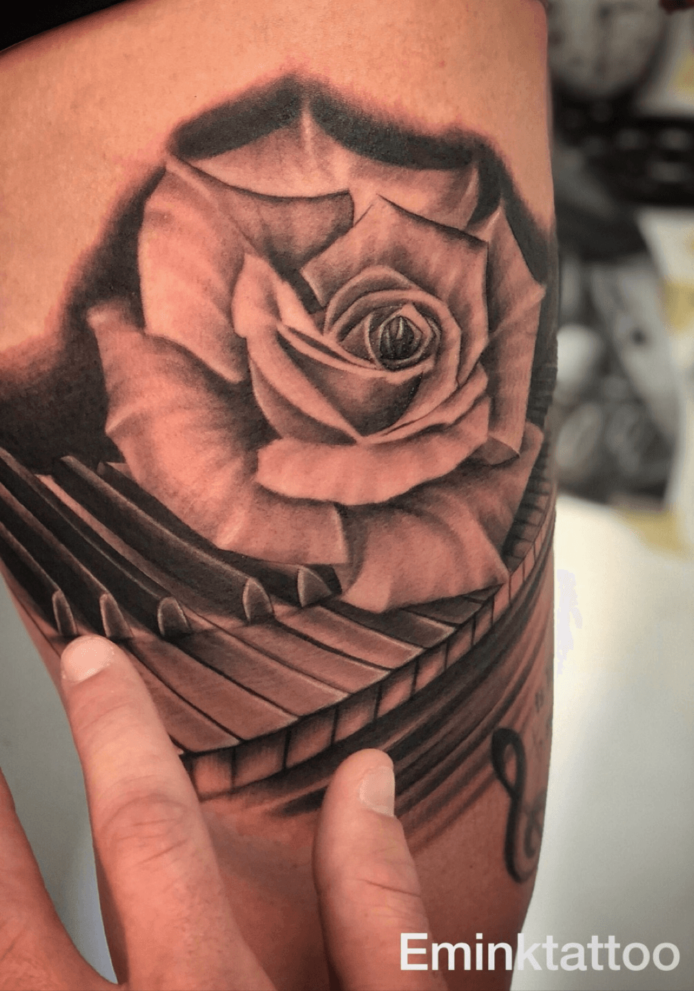 Floral and Piano Keys Tattoo by Drew  TattooNOW