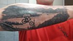 #tattoo #tatuaje #mtb #ride #rider #bycicle #bike #black #blackwork #downhill #bicicleta #landscape #paisaje #bici