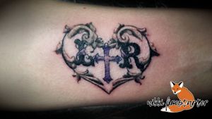 Filigree heart with initials done during my apprenticeship (May 2018).nikkifirestarter.com#tattoo #bodyart #hearttattoo #initialtattoo #texttattoo #typography #crosstattoo #love #filigree #filigreetattoo #colortattoo #grayscale #colorink #bodymod #ink #art #femaletattooer #femaleartist #femaletattooartist #femaletattooist #apprenticetattoo #mnartist #mntattoo #mntattooartist #mntattooist #visualart #bodyimage 