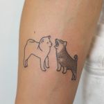 Tattoo by Yaroslav Putyata #YaroslavPutyata #yarput #dogtattoos #dogtattoo #dog #animal #petportrait #mansbestfriend #handpoke #nonelectrictattooing #dotwork #shibainu