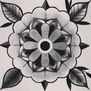 Black and gray traditional flower by me
