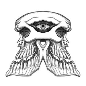 All skull seeing eye skull tattoo. Mirrored design.#skulltattoo #geometric #eyeball #allseeingeye #artdeco Designs by Alex Velazquez @x2creator