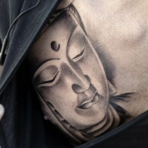 Buddha Sleeping #buddahtattoo #tealistictattoo #tattoos #japanestattoo #tattooart #realistic #blackandgreytattoo #lucatattooart #tatts 