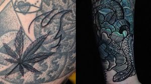 Tattoo on the left by Sitapurk and tattoo on the right by Hiralupe #Hiralupe #Sitapurk #blastovertattoo #blastovertattoos #blastover #coverup