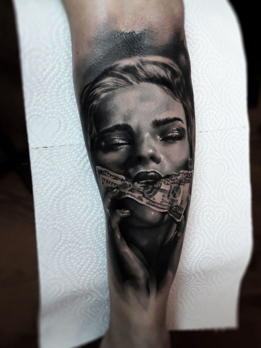 Tattoo uploaded by Vik Tor • #portrait #womam #golddiger # ...