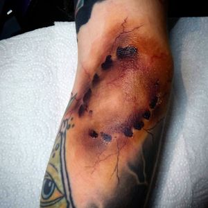 Zombie bite #tattoos #zombiebitetattoo #fullcolourtattoo 