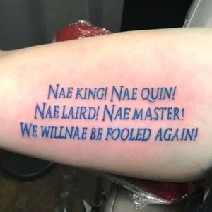 Quote from The Wee Free Men by Terry Pratchett. My first tattoo. Done by Ian Messerli.